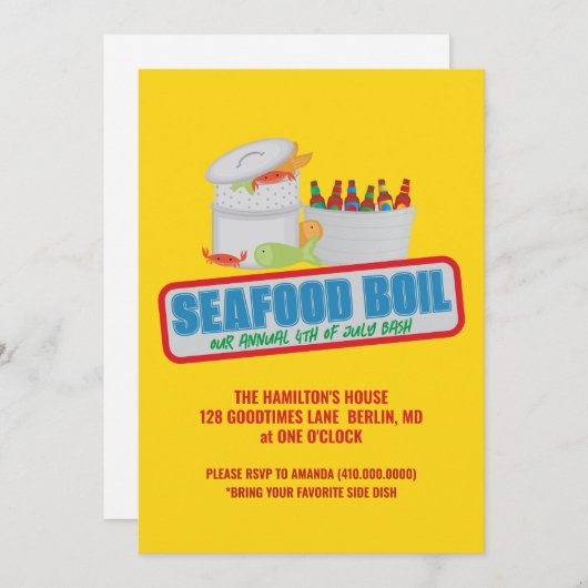 海の幸のボイル 毎年恒例の7月4日パーティーのご案内 招待状 (正面/裏面)