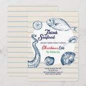 海の幸ディナー・パーティーの招待状 招待状 (正面/裏面)