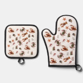 海の幸 殻のカニ エビ カニ ビーチハウス 鍋つかみ&鍋敷きセット (正面)