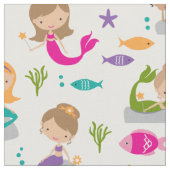 海の底かわいい人魚 ファブリック (クローズアップ)