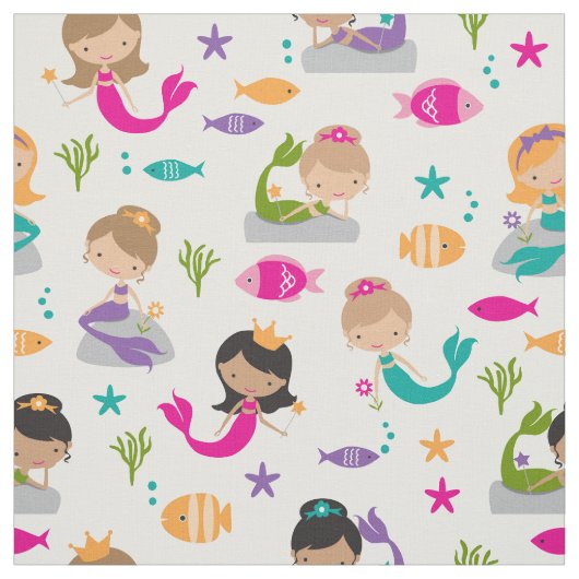 海の底かわいい人魚 ファブリック (見本)