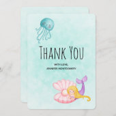 海の底のかわいい人魚 サンキューカード (正面/裏面)