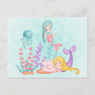 海の底のかわいい人魚 ポストカード
