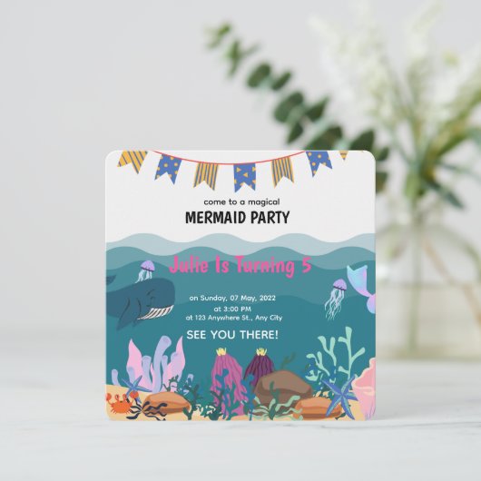 海の底の人魚の誕生日パーティー 誕生日 招待状 (スタンド正面)