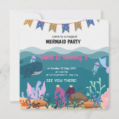 海の底の人魚の誕生日パーティー 誕生日 招待状 (正面)