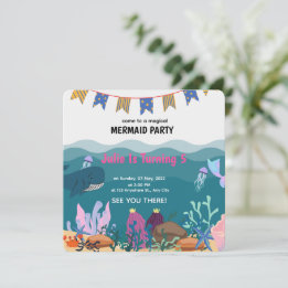 海の底の人魚の誕生日パーティー 誕生日 招待状