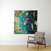 海の底海で色の魚のサンゴが満ちている タペストリー (インサイチュ(横))