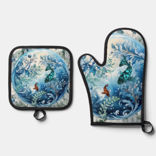 海の底 鍋つかみ&鍋敷きセット (正面)