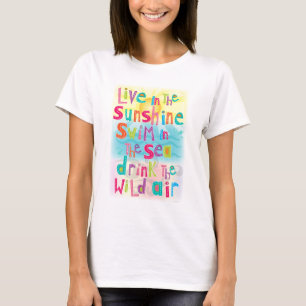 海の引用文のTシャツは日光の水泳に住んでいます Tシャツ