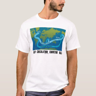 海の循環のコンベヤーベルト(世界地図) Tシャツ