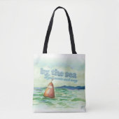 海の心配によってウォッシュウォーターカラーアートトートバッグ トートバッグ (正面)