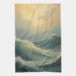 海の怒りの夜明け キッチンタオル