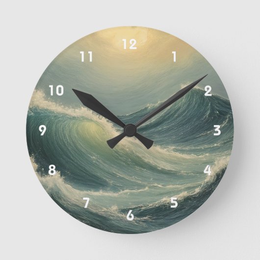 海の怒りの夜明け ラウンド壁時計 (正面)