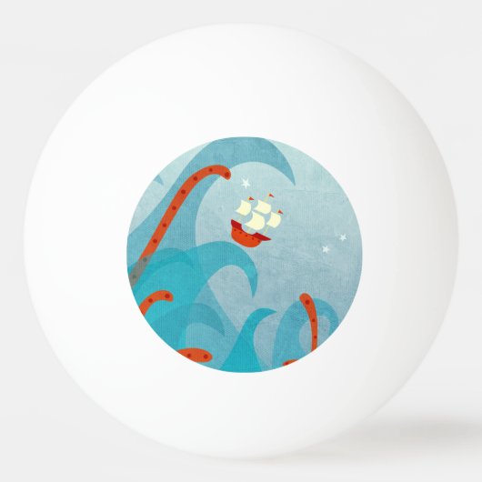 海の怪物セーリングブルー 卓球ボール (正面)