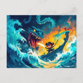 海の怪物・オブ・ザ・ハイSと戦う小海賊 ポストカード