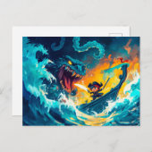 海の怪物・オブ・ザ・ハイSと戦う小海賊 ポストカード (正面/裏面)