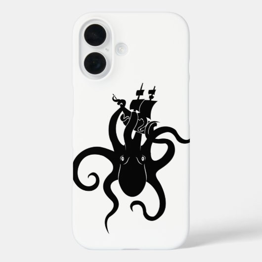 海の怪物・ブラック&ホワイト・クラーケン船 Case-Mate iPhoneケース (裏面)