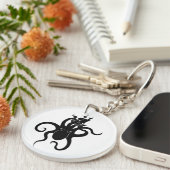 海の怪物、ブルーとブラッククラーケンと船 キーホルダー (正面右)