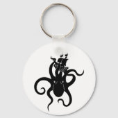 海の怪物、ブルーとブラッククラーケンと船 キーホルダー (裏面)