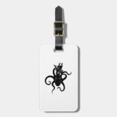 海の怪物、ブルーとブラッククラーケンと船 ラゲッジタグ (正面縦)