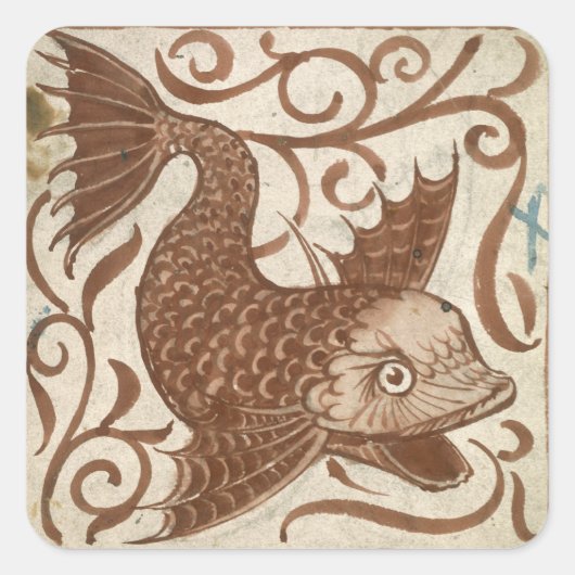 海の怪物(紙付き) スクエアシール (正面)