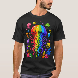 海の恋人のための輝くクラゲの海洋冒険 Tシャツ