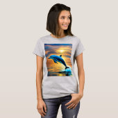 海の恵み: イルカの滑走 Tシャツ (正面フル)