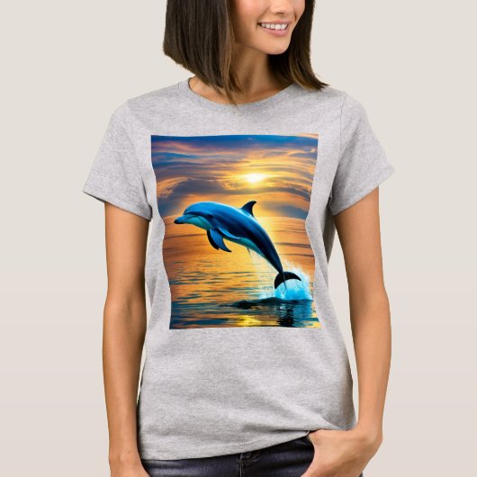 海の恵み: イルカの滑走 Tシャツ (正面)