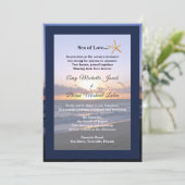 海の愛 | ビーチサンセットヒトデウェディング 招待状 (スタンド正面)