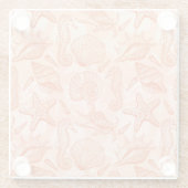 海の手描きのパターン ガラスコースター (裏面)