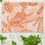 海の手描きのパターン キッチンタオル (折り畳み)