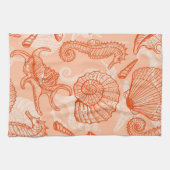 海の手描きのパターン キッチンタオル (横)