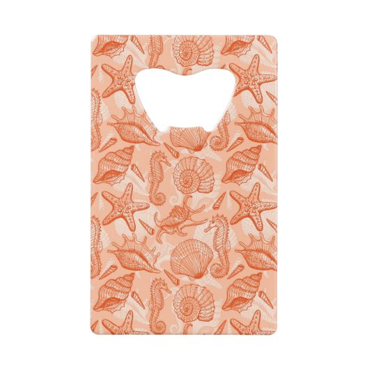 海の手描きのパターン クレジットカード栓抜き (正面)