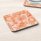 海の手描きのパターン コースター (左側)