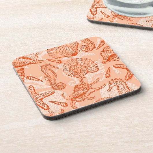 海の手描きのパターン コースター (左側)