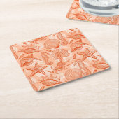 海の手描きのパターン スクエアペーパーコースター (アングル)