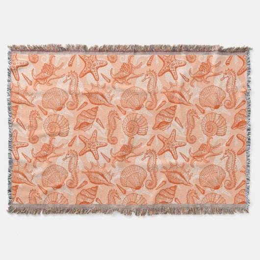 海の手描きのパターン スローブランケット (正面)