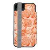 海の手描きのパターン INCIPIO iPhoneウォレットケース (フォリオ裏面)