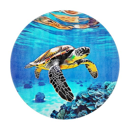 海の抱擁：ウミガメの旅 カッティングボード (正面)