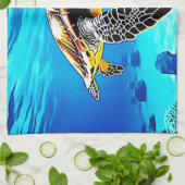 海の抱擁：ウミガメの旅 キッチンタオル (折り畳み)