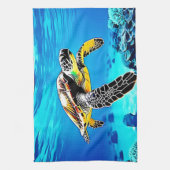 海の抱擁：ウミガメの旅 キッチンタオル (縦)