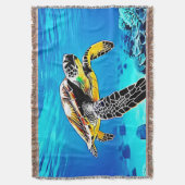 海の抱擁：ウミガメの旅 スローブランケット (正面縦)