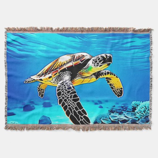海の抱擁：ウミガメの旅 スローブランケット (正面)