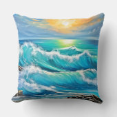 海の抱擁: Wave Art クッション (正面)
