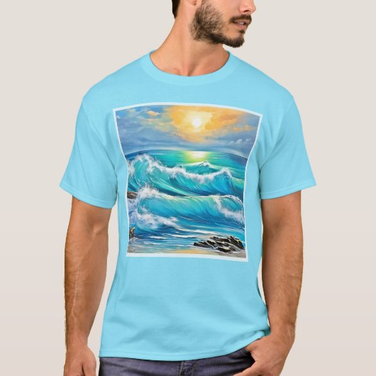 海の抱擁： Wave Art Tシャツ (正面)