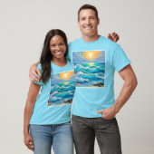 海の抱擁： Wave Art Tシャツ (ユニセックス)