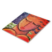 海の抽象芸術の絵画タイルのそばの女性 タイル (側面)