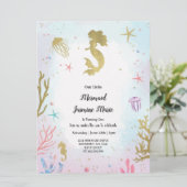 海の招待の下のマーメイド誕生日 招待状 (スタンド正面)