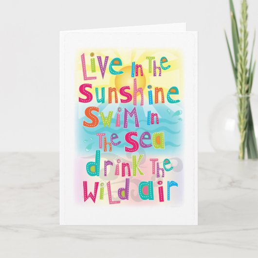 海の挨拶状は日光の水泳に住んでいます カード (正面)