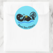 海の救カワウソ – 自然 – 野生生物 – 青 ラウンドシール (バッグ)